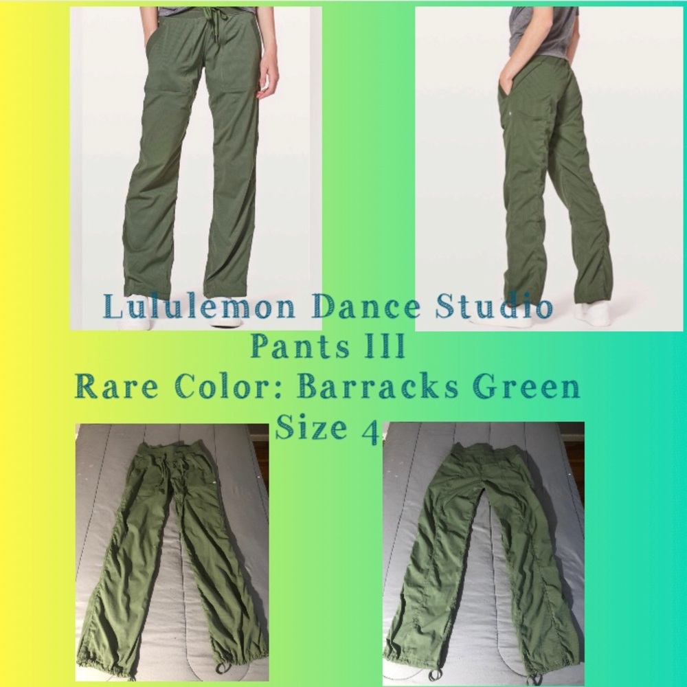 LULULEMON Dance Studio III Barracks Green Unlined Pants Joggers 4 Small Rare